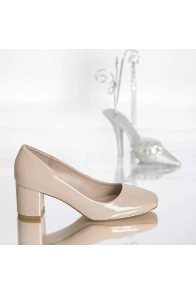 MODA STİL Alyssa beige patent leather heeled shoes, 36