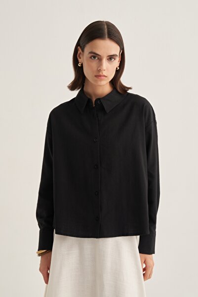 EBU Prive Women's Organic Cotton Oversize Short Shirt Black