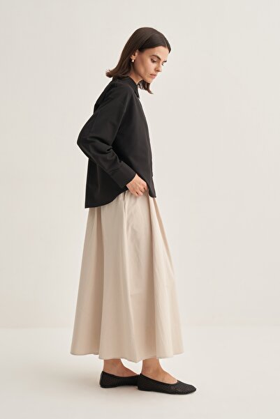 EBU Prive Women's Poplin Oversize Short Shirt Black