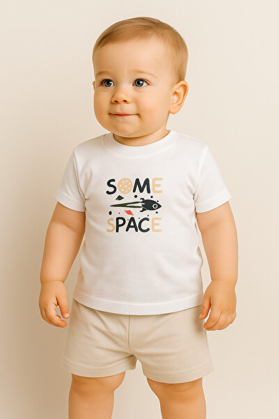MomMondeKids SOME SPACE UZAY BASKILI YAZLIK ERKEK BEBEK ŞORTLU İKİLİ TAKIM.