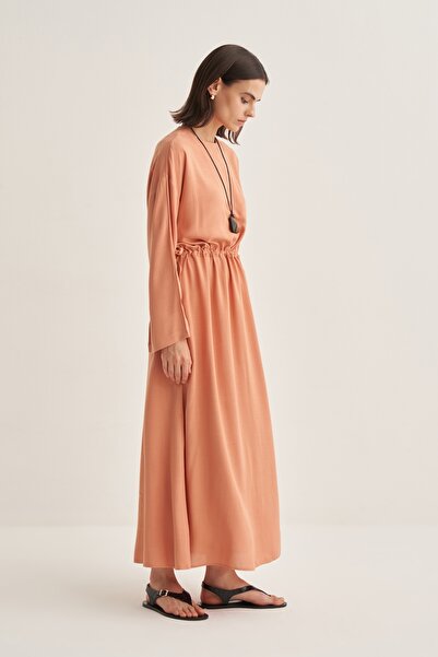 EBU Prive Γυναικείο φόρεμα με κορδόνια σομόν