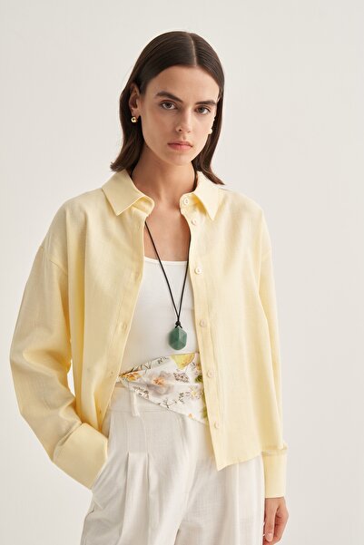 EBU Prive Women's Organic Cotton Oversize Short Shirt Butter