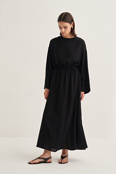 EBU Prive Γυναικείο φόρεμα με κορδόνια μαύρο