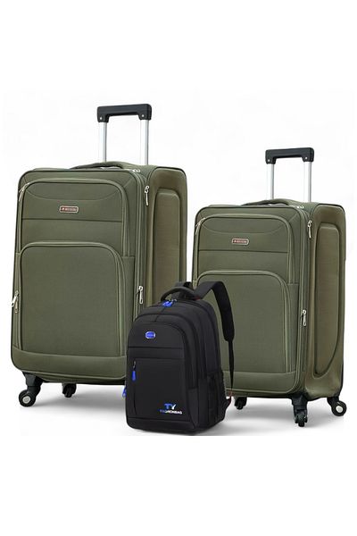 ZAAPPY Soft Material 20 Inch(7-10kg) & 24 Inch(20-25kg) Luggage - Stylish Backpack Combo Green