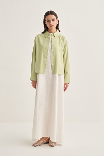 EBU Prive Women's Organic Cotton Oversize Short Shirt Pale Green