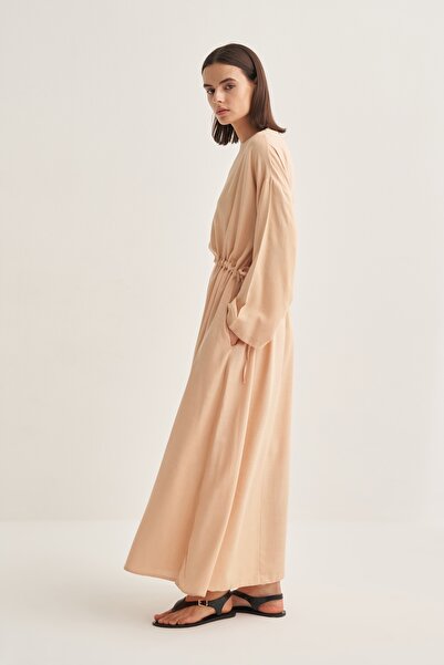 EBU Prive Γυναικείο φόρεμα με κορδόνια σε πούδρα