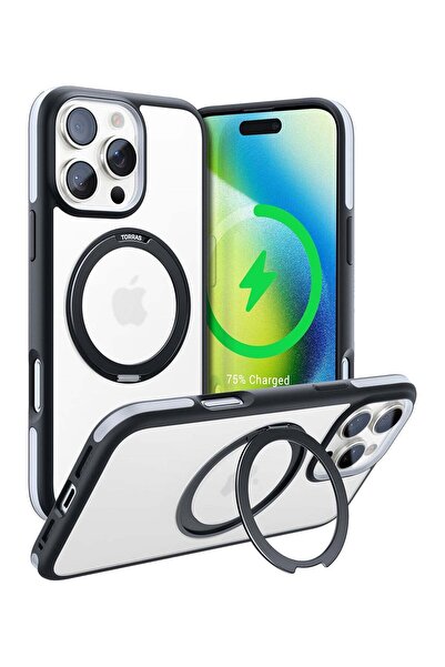 TORRAS جراب حلقة مغناطيسية قابلة للدوران 360 درجة مُحسّن لهاتف iPhone 16 Pro