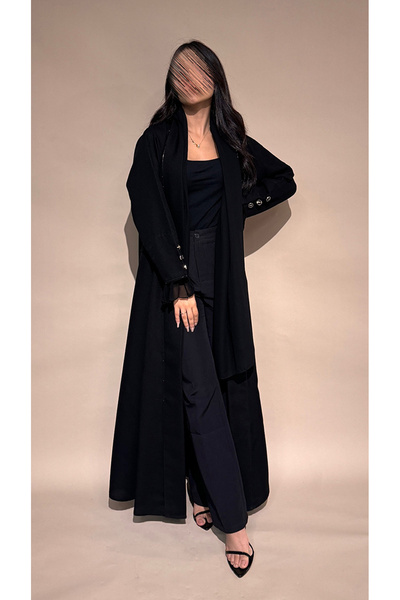 outline Chiffon sleeve abaya set and black under abaya set