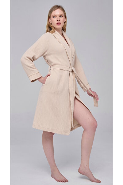 Nuşa Elegant Comfortable Muslin Fabric Bamboo Cotton Dressing Gown