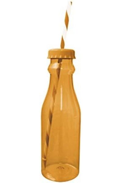 Zak Designs Drinks Bottle With Straw, Orange & White, 70 ml
