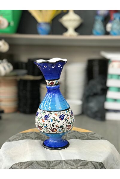 RGS HOMELİFE Vază din faianță cu motiv de lalele realizată manual – 28x10,5 cm