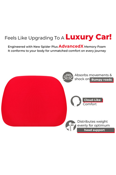 Spider Plus MPC-001 Memory Foam Headrest Pad Universal Fit, Adjustable Strap Red