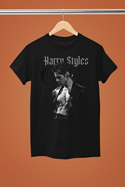 MAGORS تيشيرت هاري ستايلز مطبوع من القطن برقبة دائرية وأكمام قصيرة