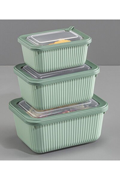 Online Home Market 3 Piece Micro Line Rectangular Storage Set (600-1100-1800 ml)