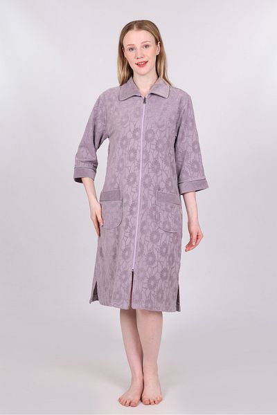 Nuşa Zippered Jacquard Bamboo Cotton Dressing Gown