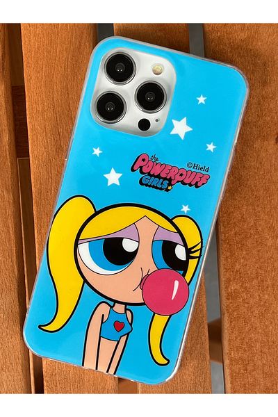 EDELFU حافظة Powerpuff Girls ملونة لامعة من الخلف وجانب صلب من السيليكون لهاتف iPhone 14 Pro غطاء بتصميم أنيق