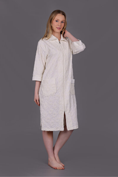 Nuşa Zippered Jacquard Bamboo Cotton Dressing Gown