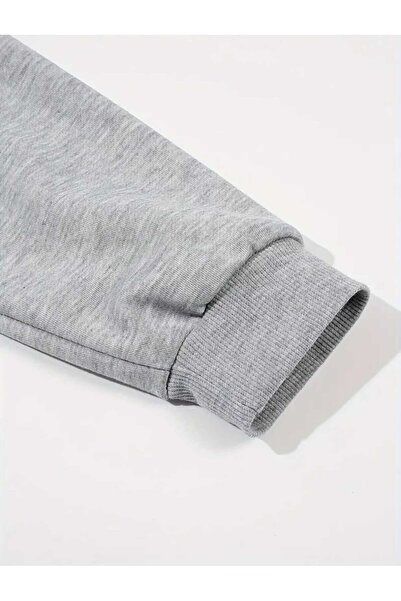 caddekombin Wildflower Baskılı Bisisklet Yaka Gri Sweatshirt