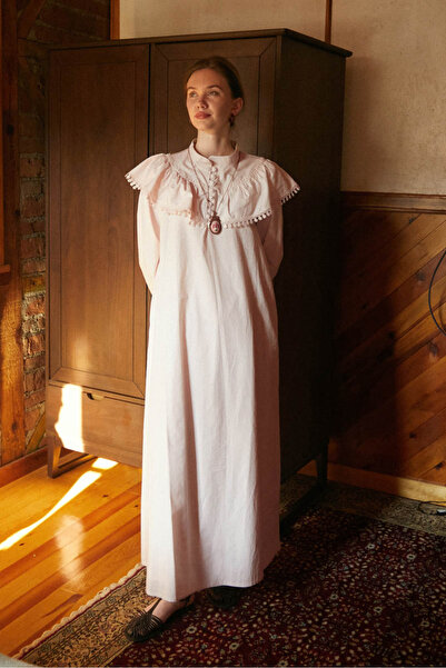 ZÜLAYS Robası Volan Detaylı Elbise Pudra