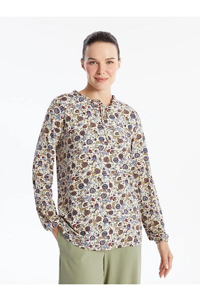 LC Waikiki Lcw Grace Tie Collar Patterned Blouse (W5)