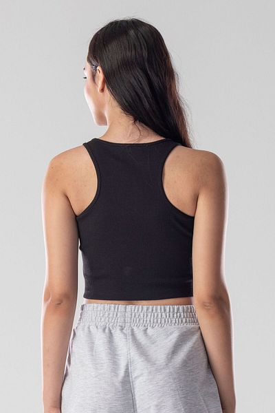 Mood Lab Halter Neck Tank Crop Slogan Printed Cotton Ribbed Knitted Camisole Lycra Top