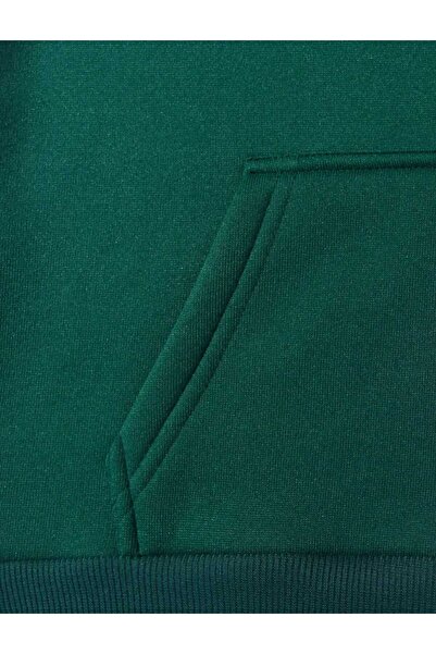 caddekombin Whatever Baskılı Kapüşonlu cepli Pamuklu Yeşil Sweatshirt