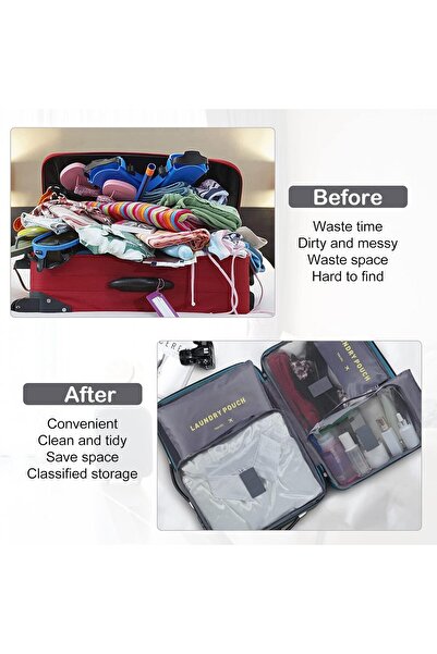 Xess SKY-TOUCH 6 Pcs Travel Luggage Organizer Packing Cubes Set - Waterproof Laundry Bag (Gray)