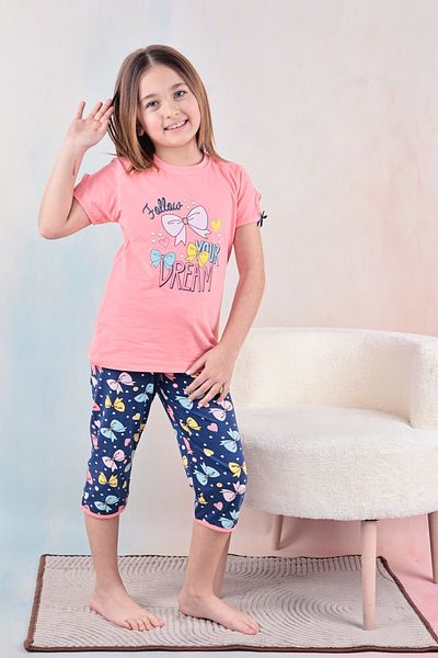 FORMO Girl's 100% Natural Cotton Short Sleeve Capri Quality Pajama Set