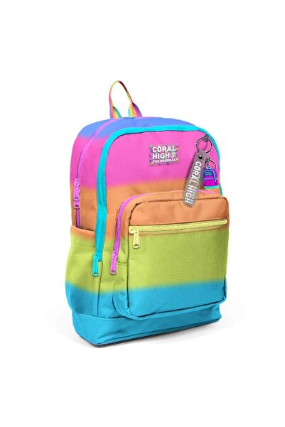 Coral High Large Size School Backpack Colorful Stripes 23770