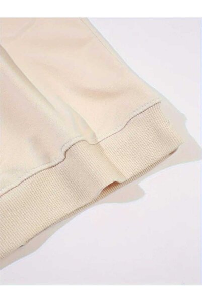 caddekombin Hanorac bej cu decolteu crew cu imprimeu Wildflower