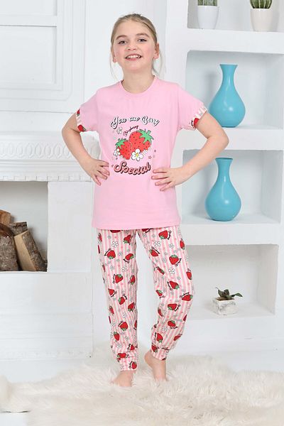 FORMO Girls' 100% Natural Cotton Short Sleeve Quality Pajama Set