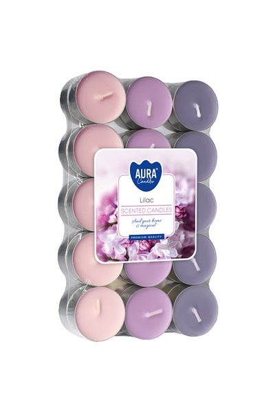 BISPOL Set 30 Lumanari Pastile Parfumate, Aura, Liliac P30-38