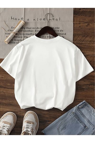 aynewmoda Tricou de damă cu mânecă scurtă și gât rotund cu imprimeu logo Labobo