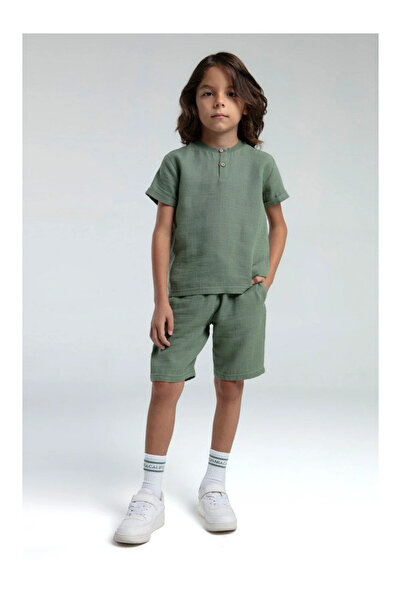 QUEEN KİDS مجموعة كوين كيدز للأولاد 3569-2 من الموسلين باللون الكاكي
