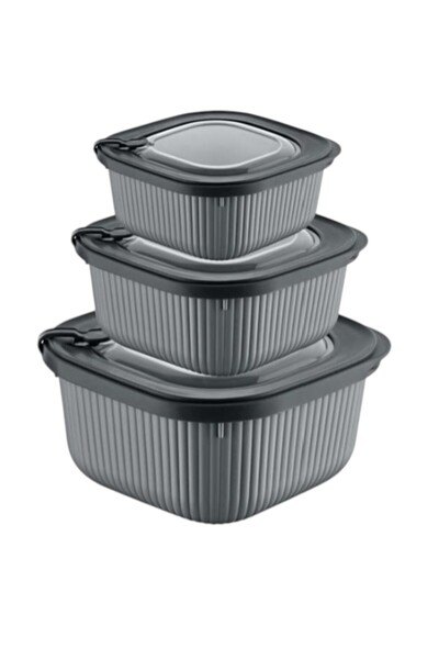 Online Home Market 3-Piece Micro Line Square Storage Set (600Ml-1100Ml-1800Ml)