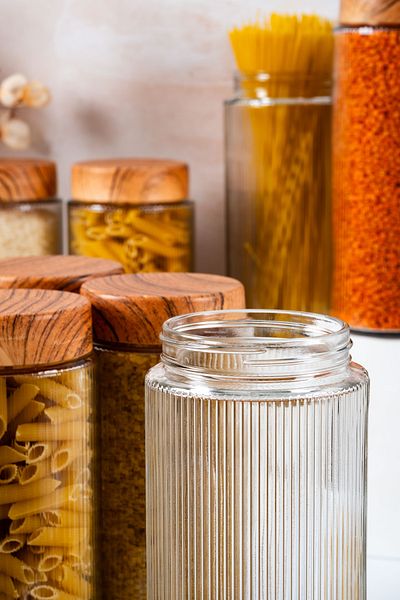 Homekolik 12 Pieces 1500 ml Glass Jar Set – Bamboo Lid Appearance, Airtight