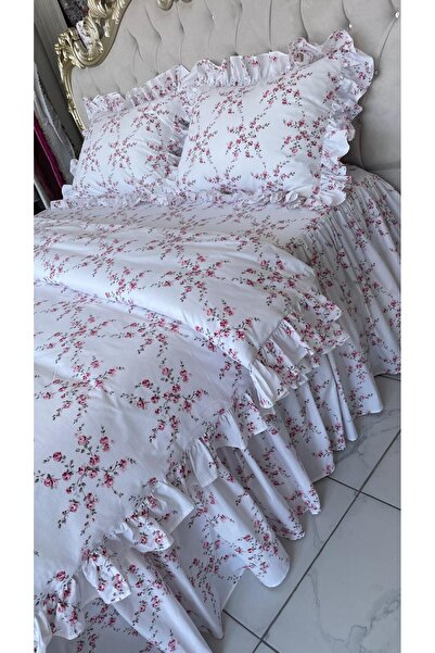 AHSEN TASARIM Fitted Sheet with Ruffles Suitable for a Double Bed of 160X200 ...