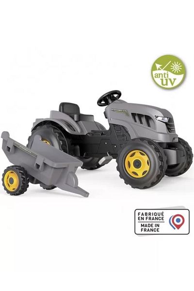 Smoby Tractor with pedals and trailer Stronger XXL gray