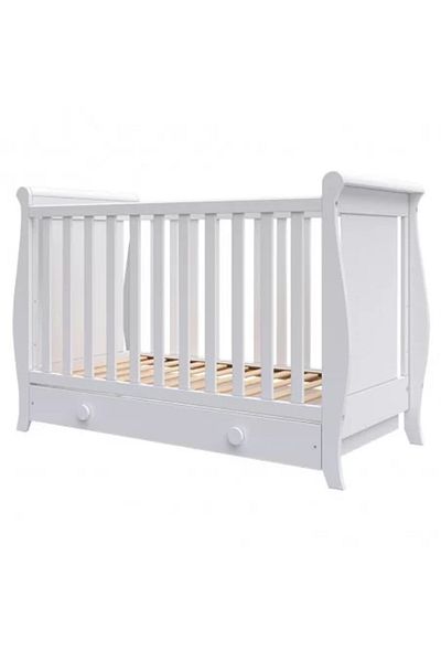 Hubners Pătuț pentru bebeluși Mira din lemn 120 x 60 cm alb cu sertar