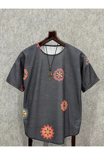 FıttingRoom Oversize Patterned Bohemian Tshirt