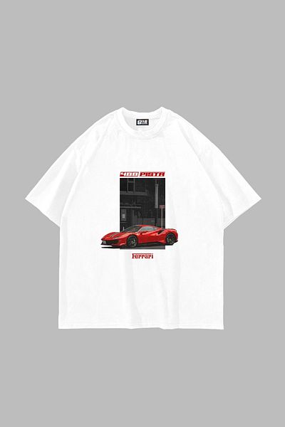 Sekizbiraltı 488 Pista Printed Oversize Unisex White Tshirt