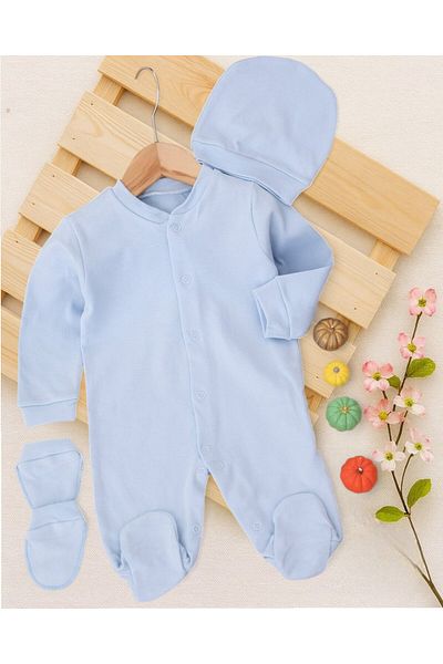 voyyo kids baby Baby Boy Complete Snap-On Newborn Jumpsuit Set with Gloves and Hat