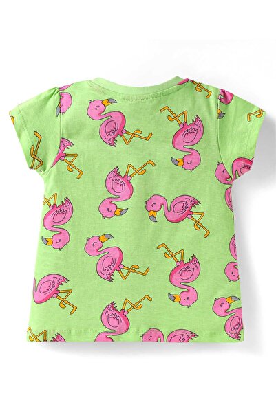 Babyhug T-Shirt and Shorts Set with Flamingo Print - Green