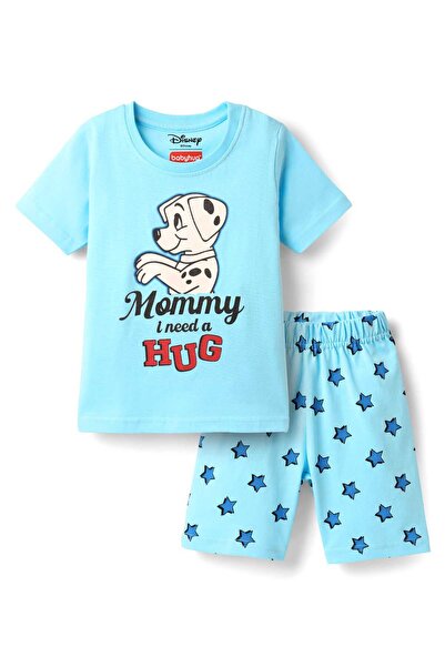 Babyhug Disney Single Jersey Knit Half Sleeve Shorts Night Suit - Blue