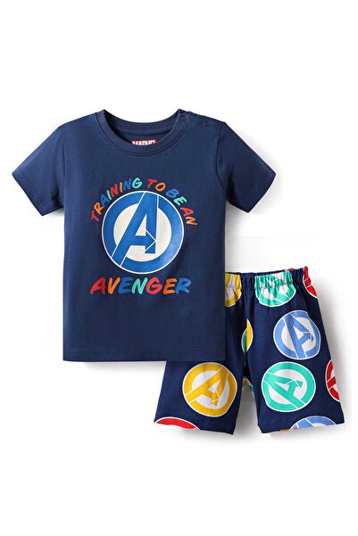 Babyhug Marvel شورت نوم بأكمام نصفية من قماش جيرسي محبوك مع رسومات المنتقمون ...