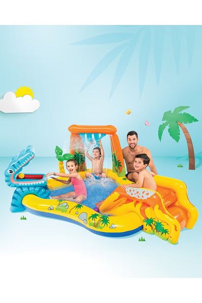 Intex Dinosaur Inflatable Play Center with Slide – 109 x 249 x 191 cm