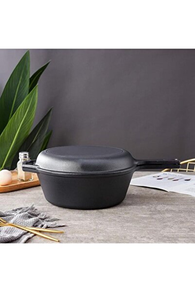 Perfect Home Cast iron pot with pan-type lid, Perfect Home, 14&#215;27 cm