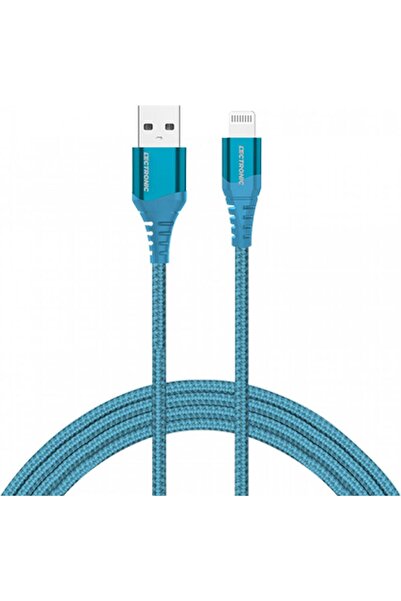 LeCtronic ليكترونيك كيبل شاحن من يو اس بي الي لايتنينج قماش 1.5 متر - ازرق سماوي