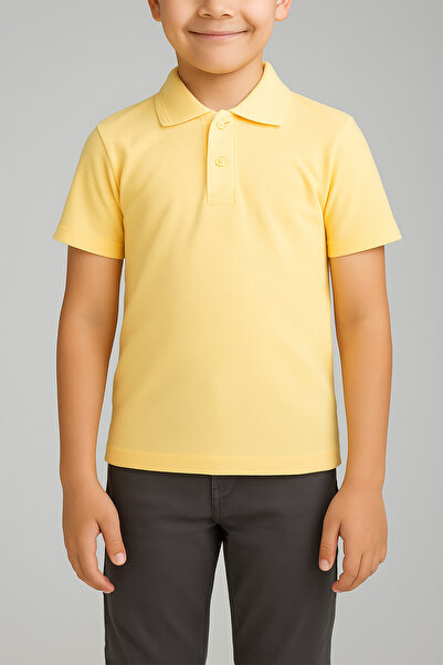FATELLA Children's Yellow Short Sleeve Lacoste Polo Neck School T-Shirt