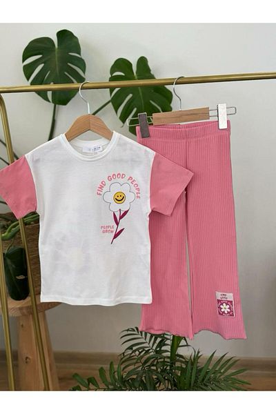 OEM Girls' Daisy Print T-Shirt and Spanish Leggings Set